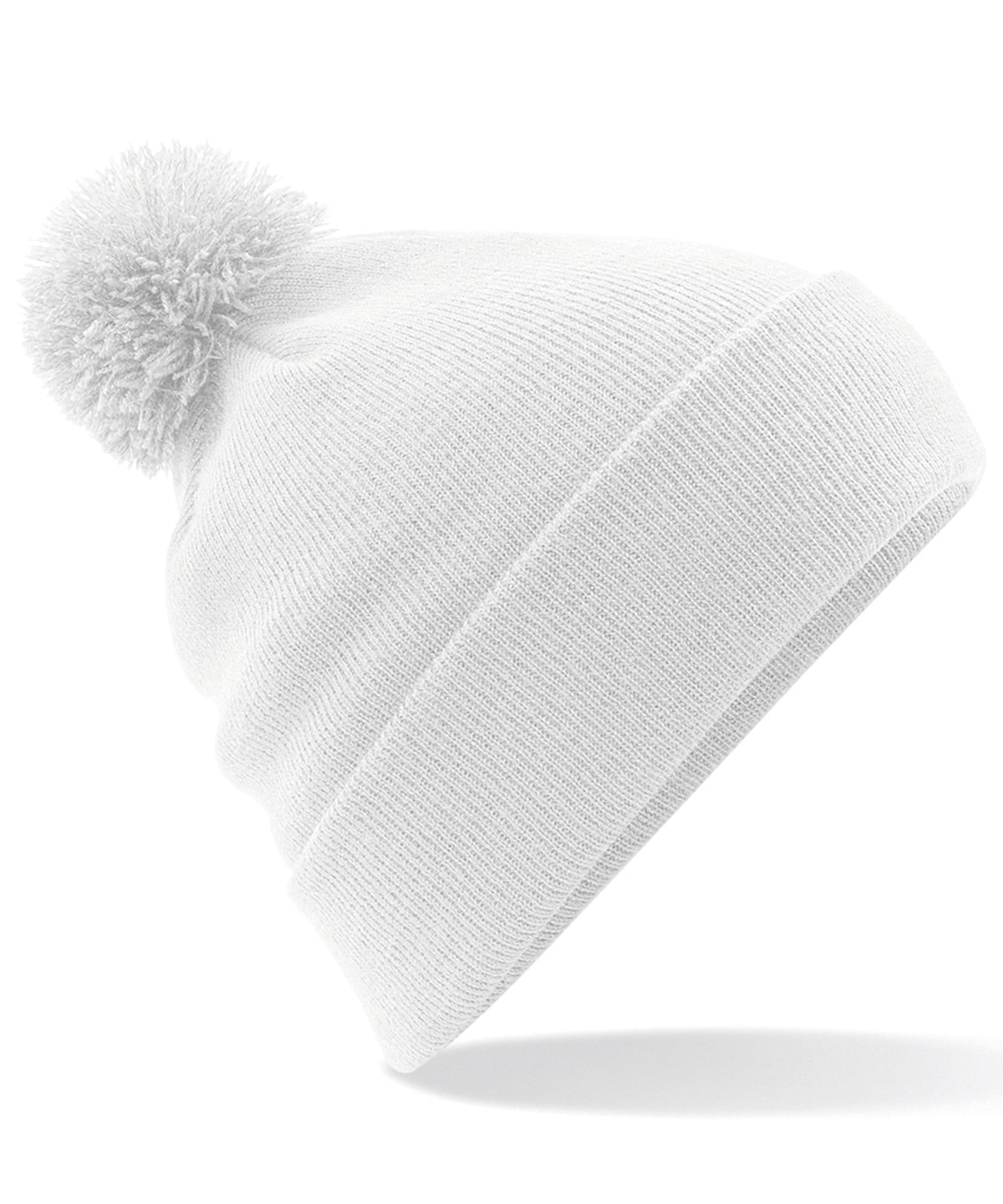 Original Pom Pom Beanie - B426 - White O S - Customisable Beanies