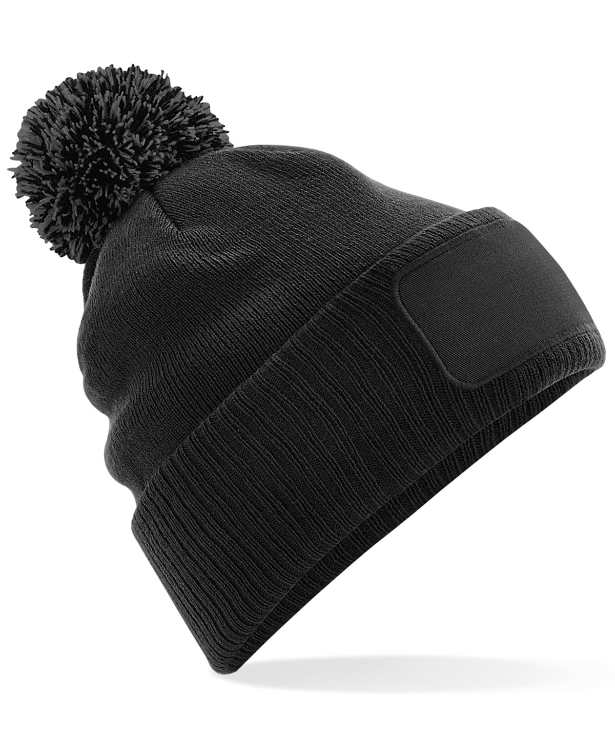 Snowstar® Patch Beanie – - B443 - Black Graphite O S - Customisable Beanies
