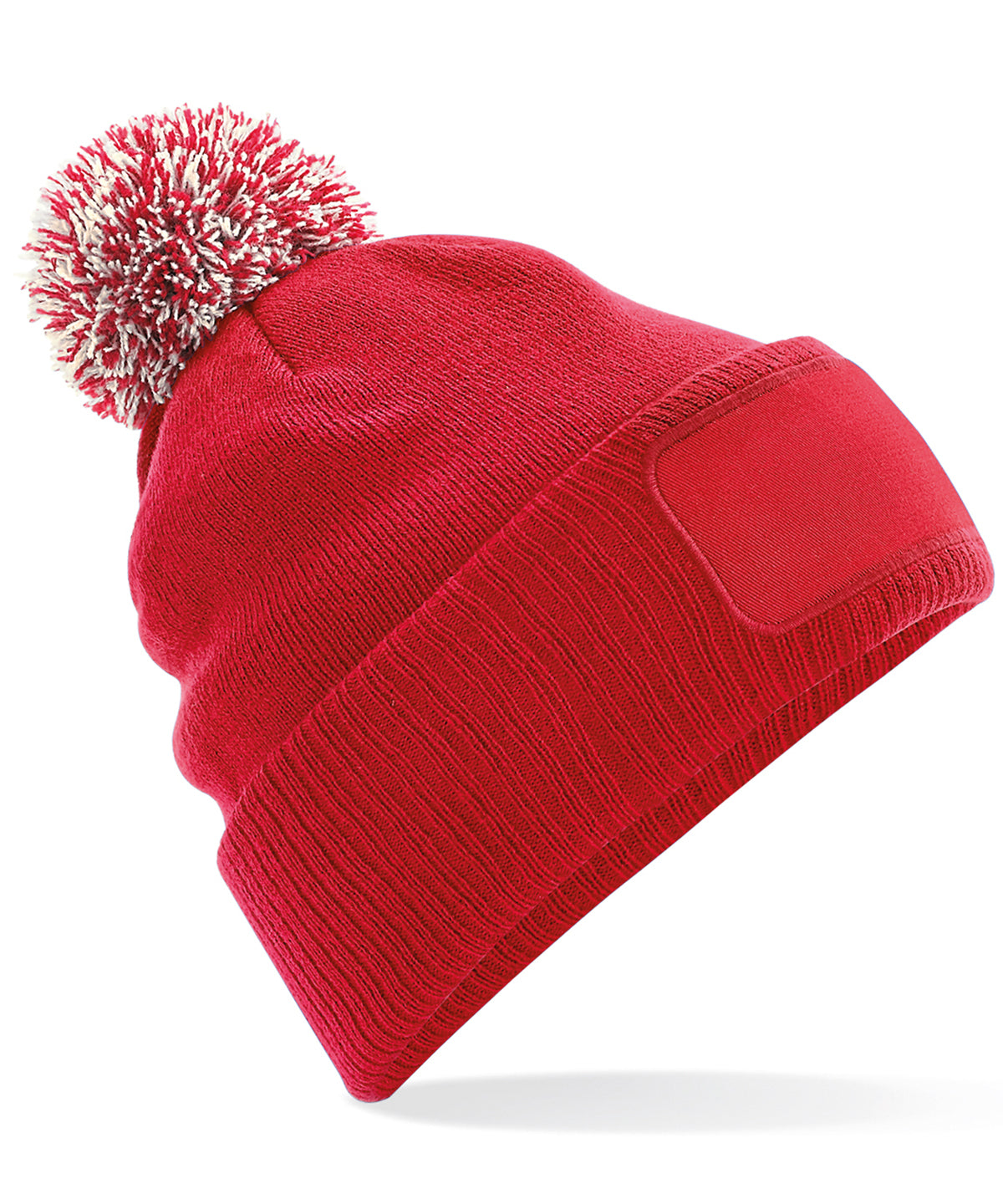 Snowstar® Patch Beanie – - B443 - Classic Red Off White O S - Customisable Beanies