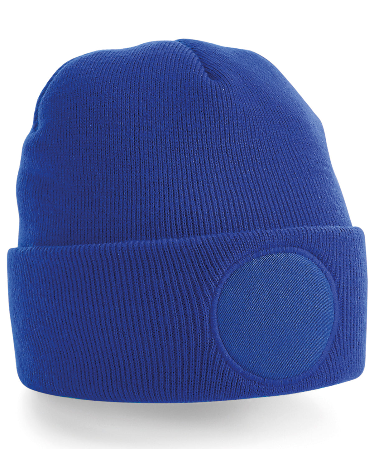 Circular Patch Beanie - B446 - Bright Royal O S - Customisable Beanies