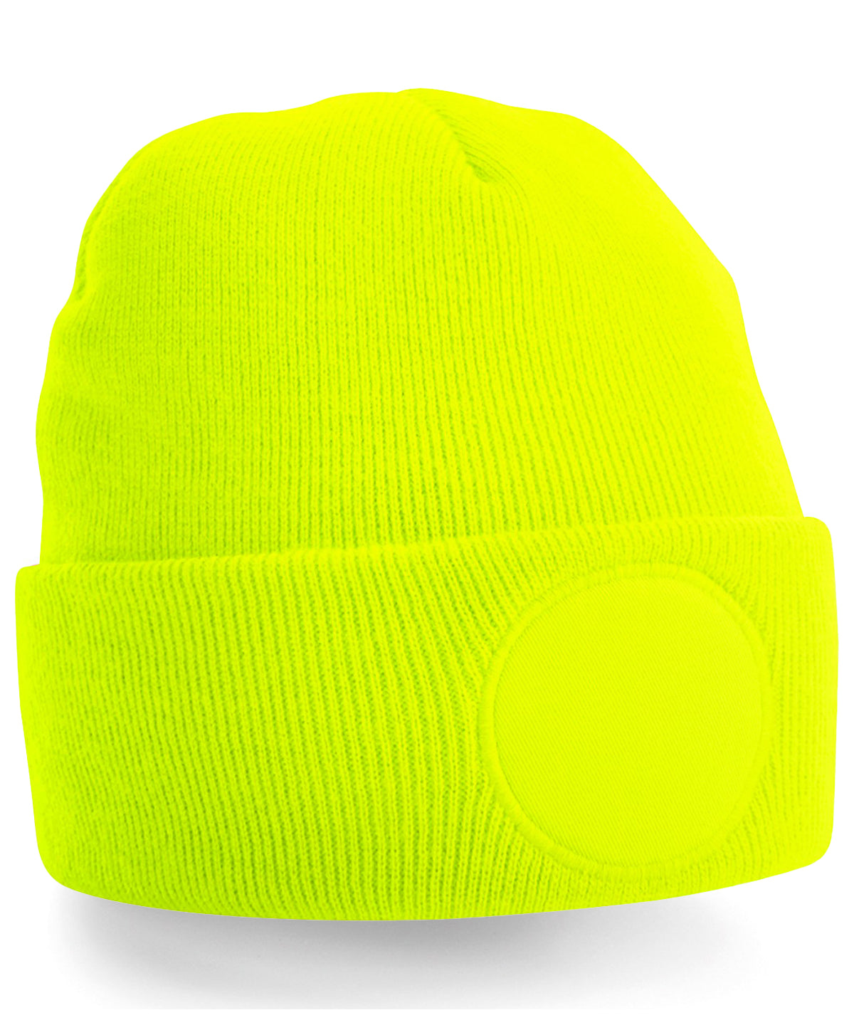 Circular Patch Beanie - B446 - Fluoresent Yellow O S - Customisable Beanies