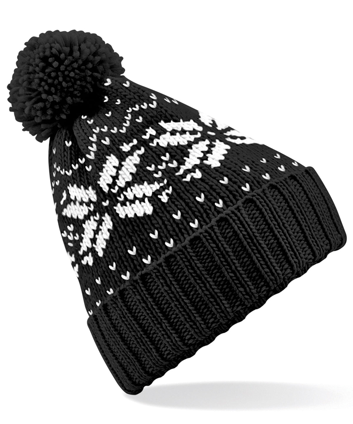 Fair Isle Snowstar¬Æ Beanie - B456 - Black White O S - Customisable Beanies