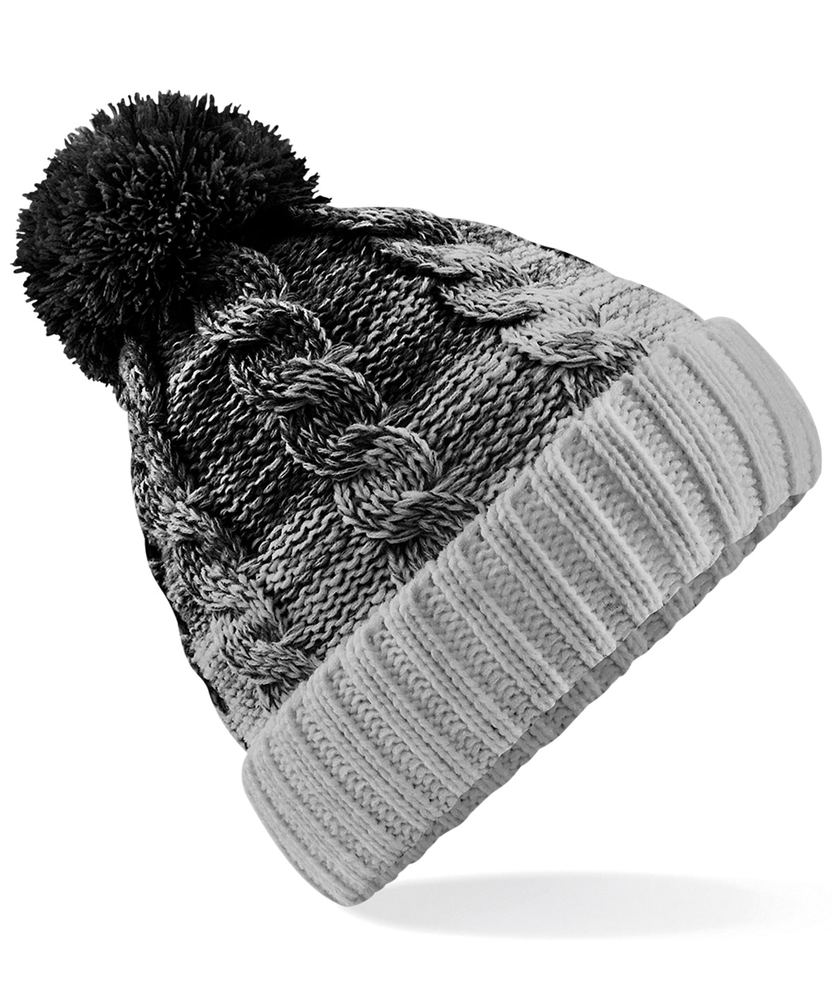 Ombr√© Beanie - B459 - Black Light Grey O S - Customisable Beanies
