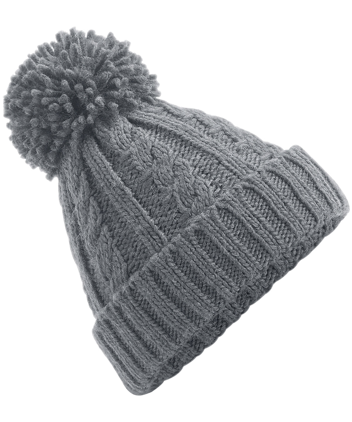 Cable Knit Melange Beanie - B480 - Light Grey O S - Customisable Beanies