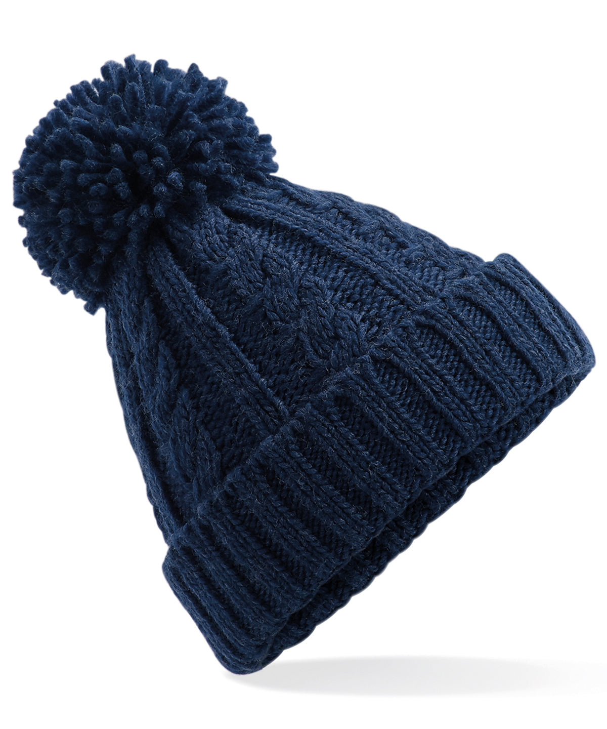 Cable Knit Melange Beanie - B480 - Navy O S - Customisable Beanies