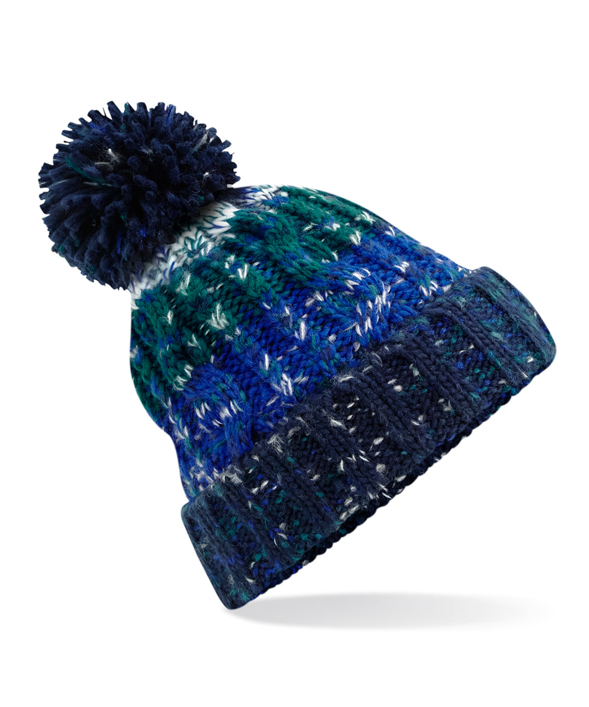 Corkscrew Pom Pom Beanie - B486 - Alpine Blues O S - Customisable Beanies