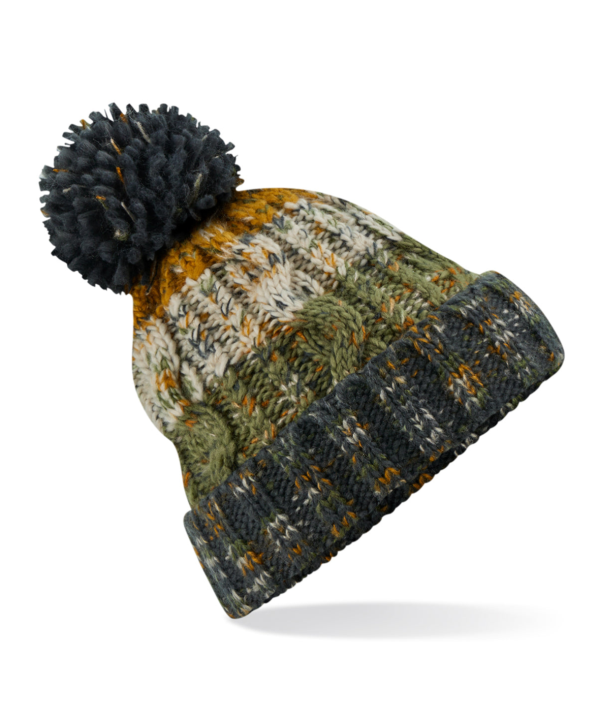 Corkscrew Pom Pom Beanie - B486 - Autumn Moss O S - Customisable Beanies