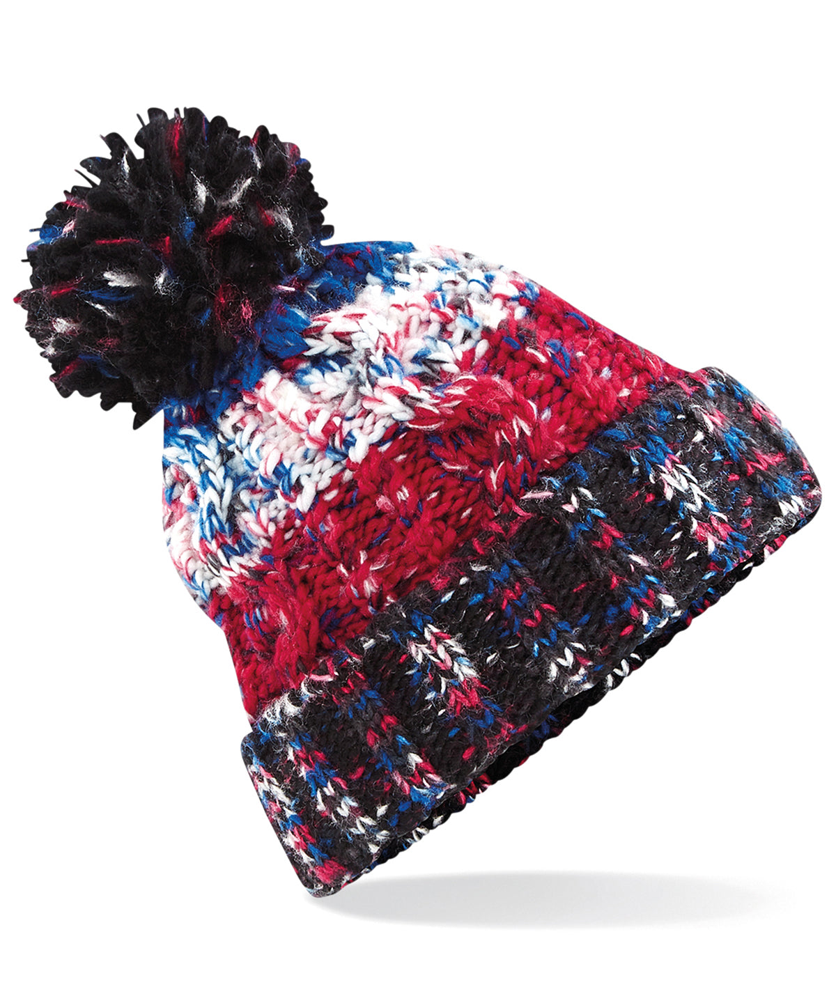 Corkscrew Pom Pom Beanie - B486 - Black Jacks O S - Customisable Beanies