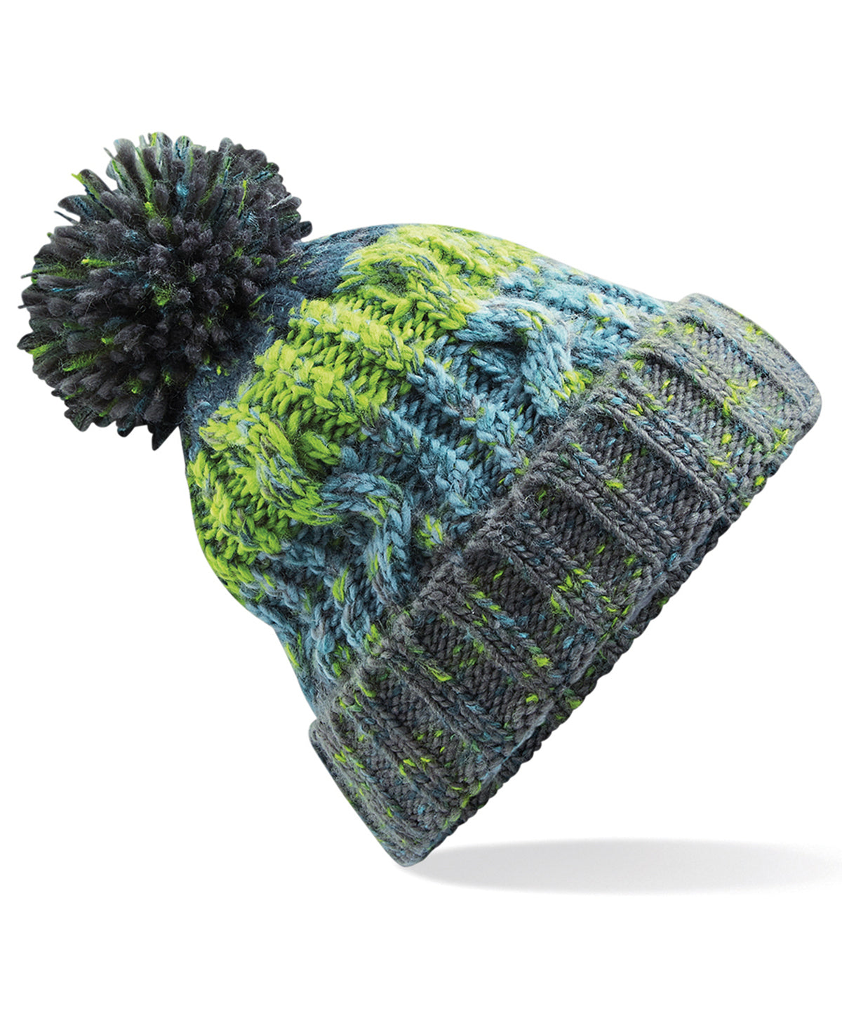 Corkscrew Pom Pom Beanie - B486 - Electric Grey O S - Customisable Beanies