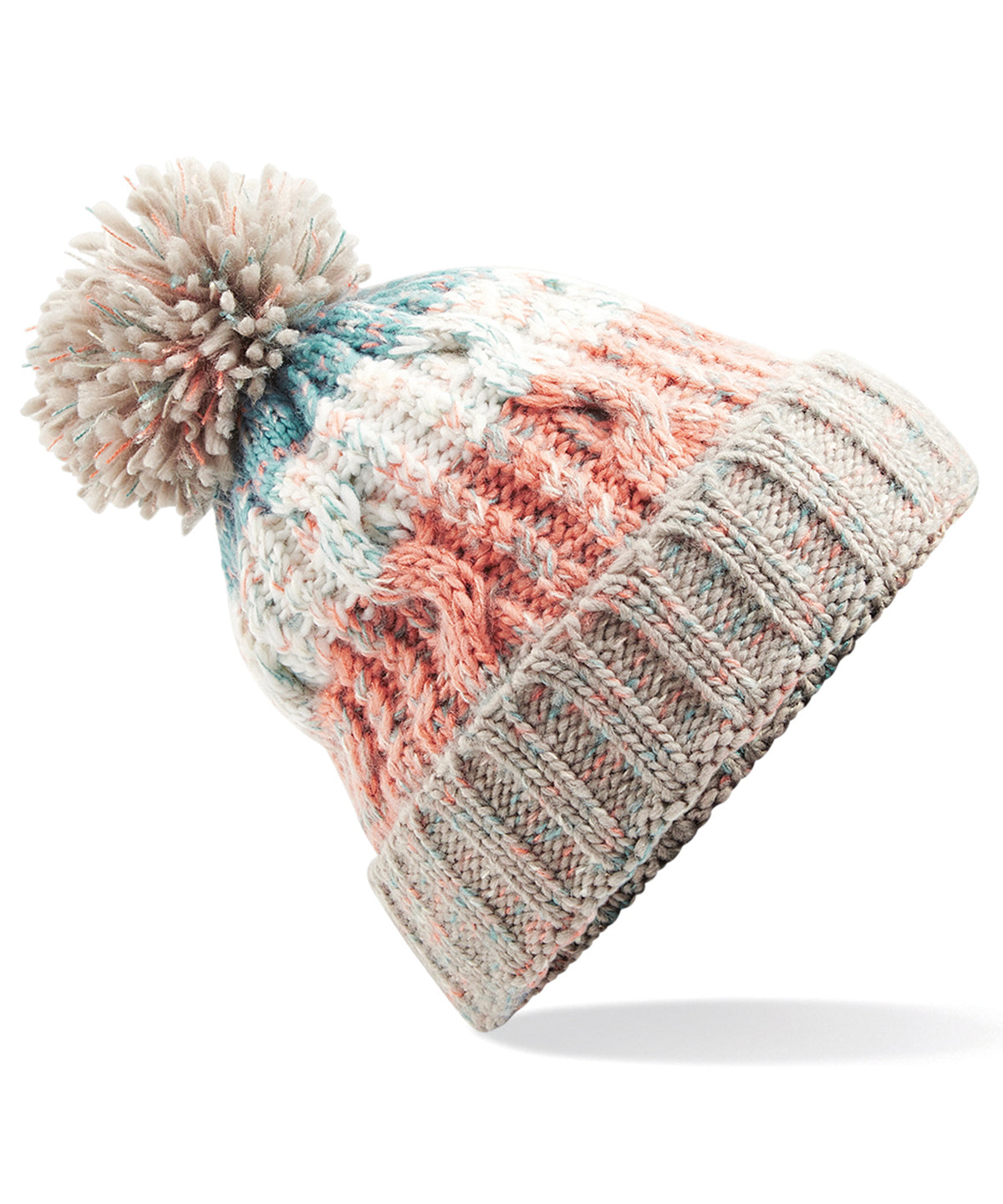 Corkscrew Pom Pom Beanie - B486 - Milkshake Mix O S - Customisable Beanies