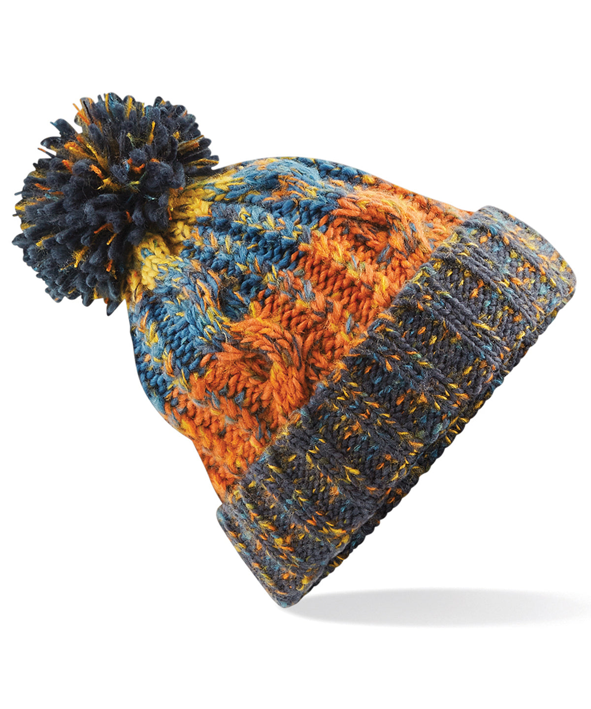 Corkscrew Pom Pom Beanie - B486 - Retro Blues O S - Customisable Beanies