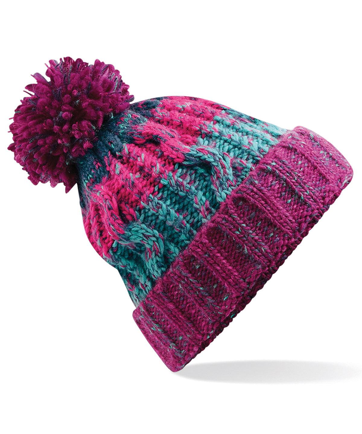 Corkscrew Pom Pom Beanie - B486 - Winter Berries O S - Customisable Beanies