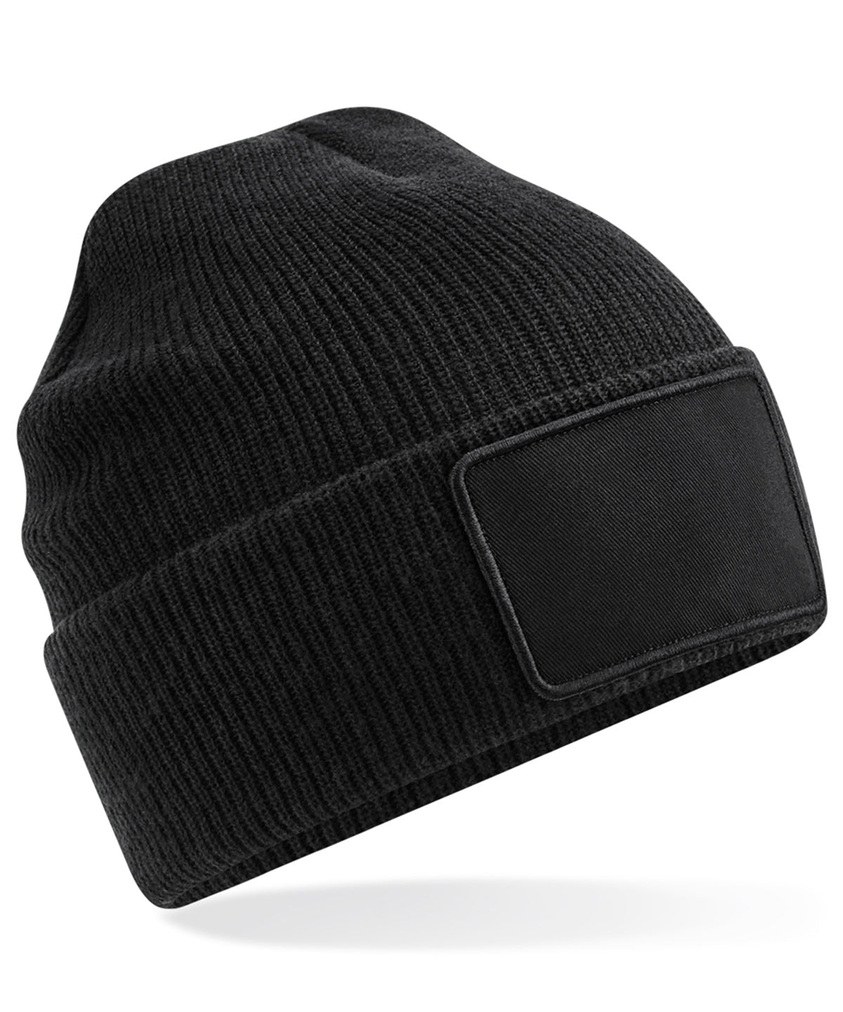 Removable Patch Beanie - B540 - Black O S - Customisable Beanies