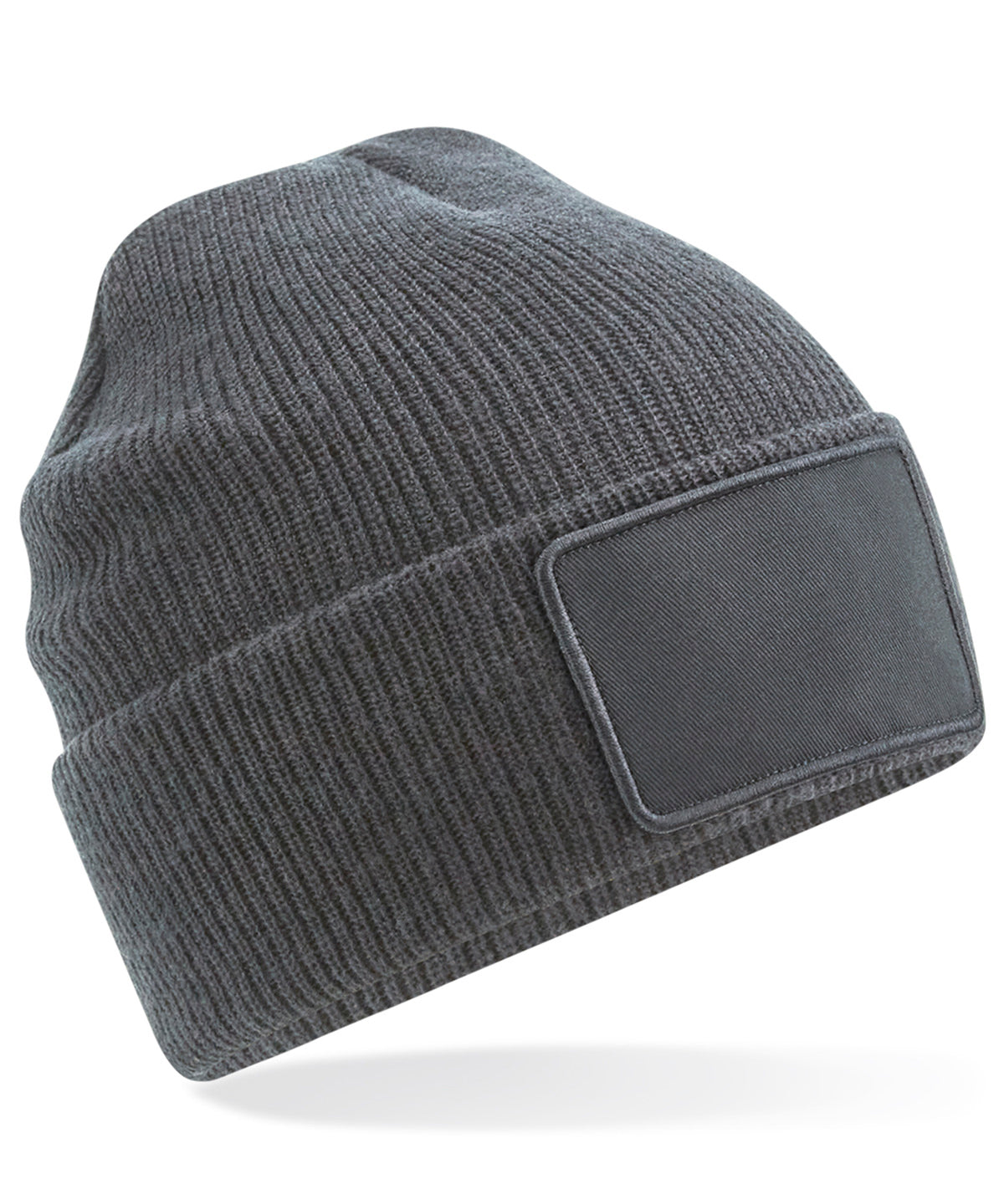 Removable Patch Beanie - B540 - Graphite Grey O S - Customisable Beanies