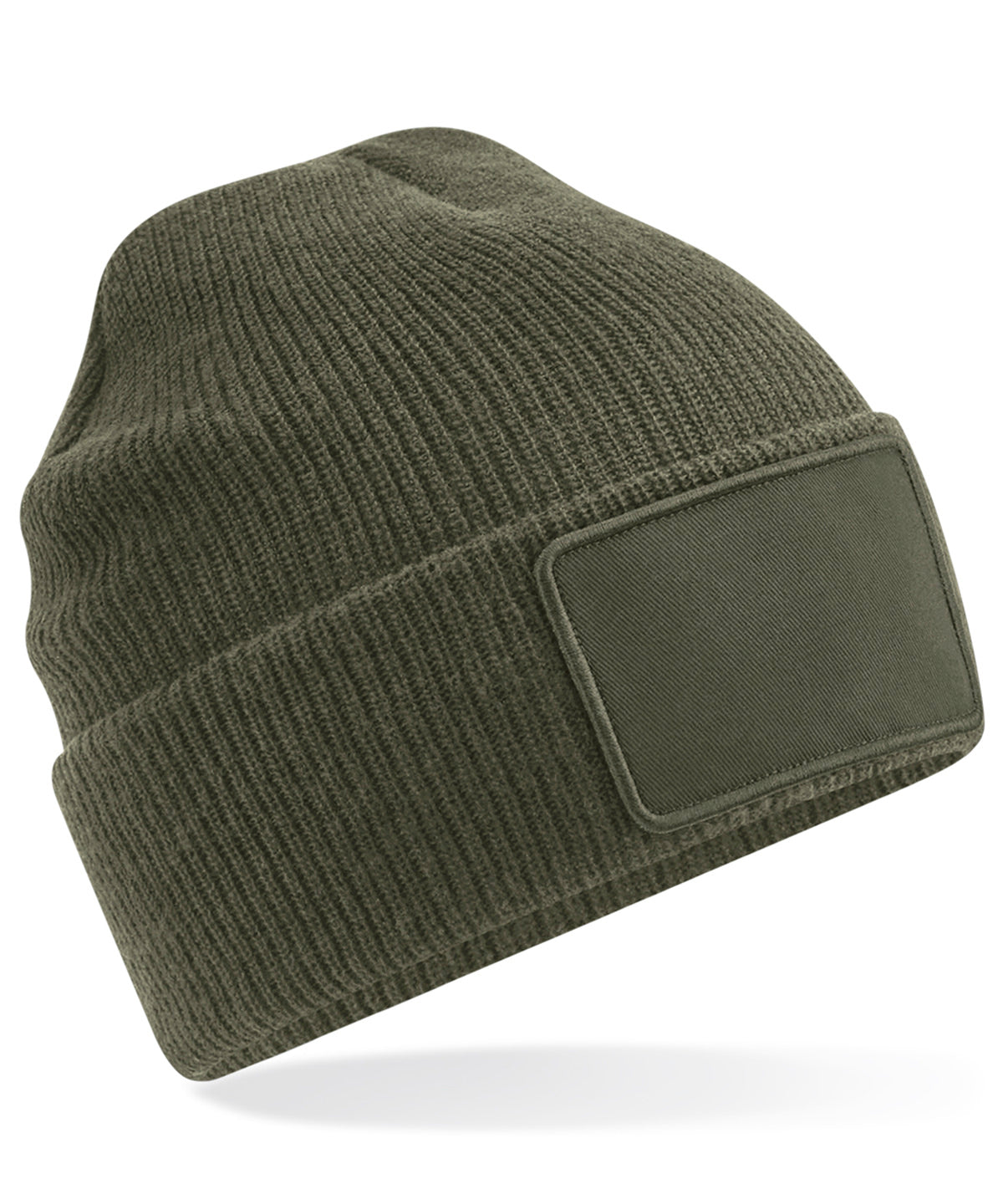 Removable Patch Beanie - B540 - Military Green O S - Customisable Beanies