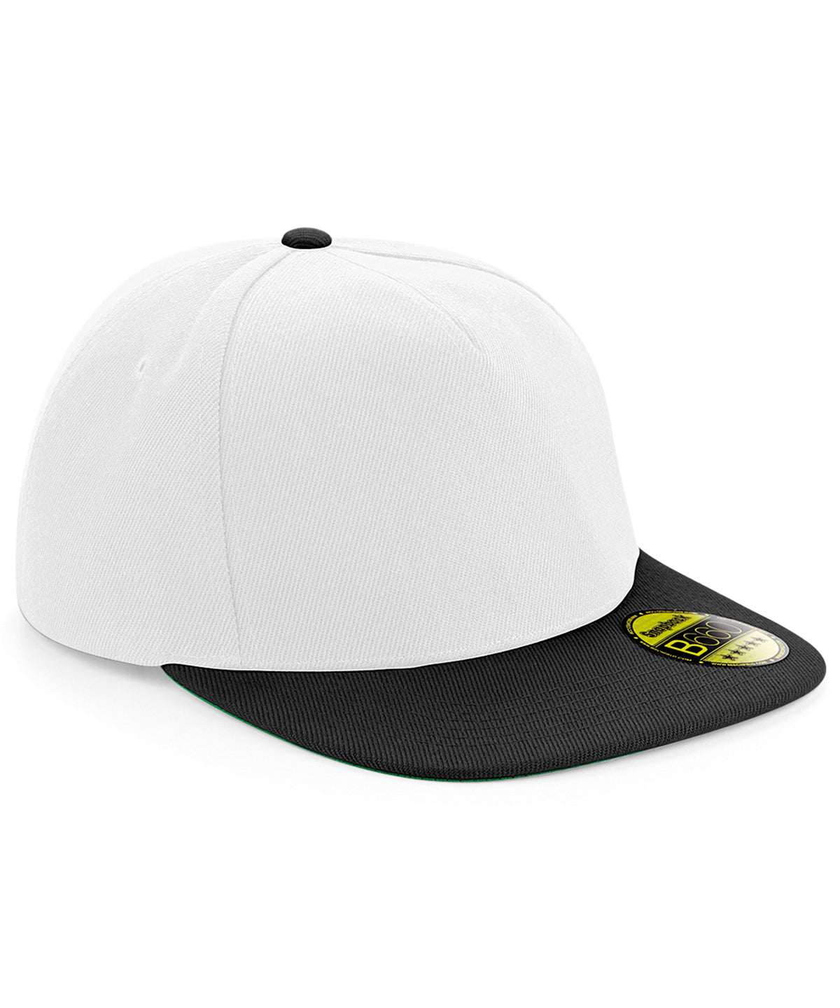 Original Flat Peak Snapback - B660 - White Black O S - Customisable Caps