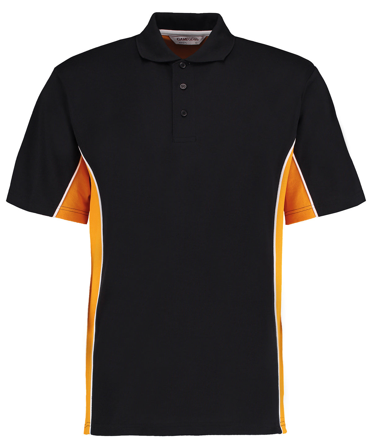 Mens Classic Track Polo - KK475 - Black Gold White - Customisable Polo Shirts