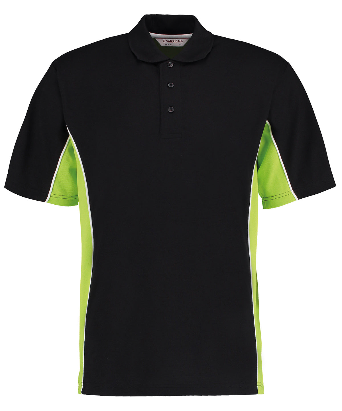 Mens Classic Track Polo - KK475 - Black Lime White - Customisable Polo Shirts