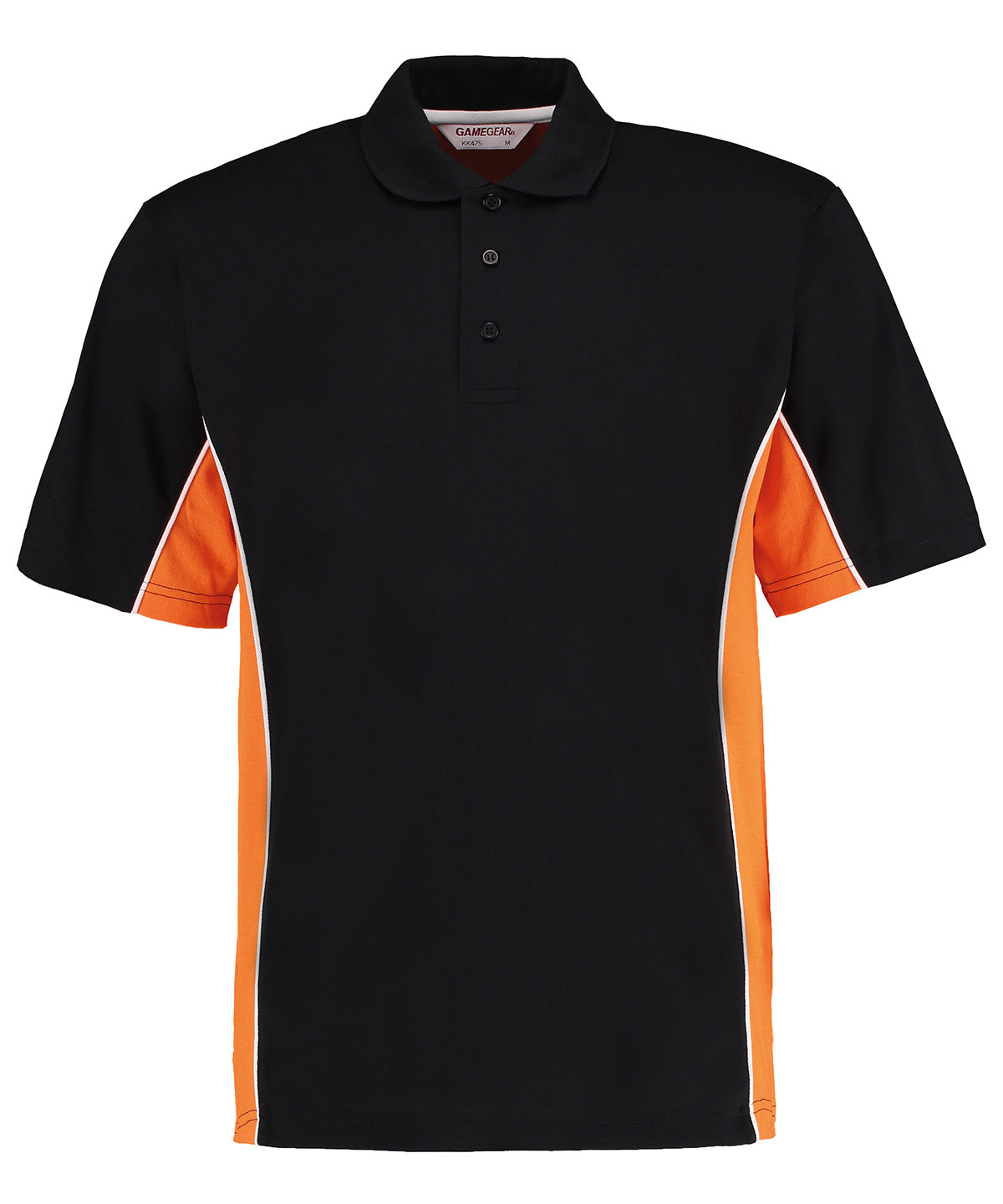Mens Classic Track Polo - KK475 - Black Orange White - Customisable Polo Shirts