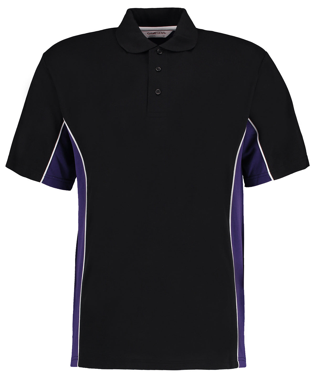 Mens Classic Track Polo - KK475 - Black Purple White - Customisable Polo Shirts