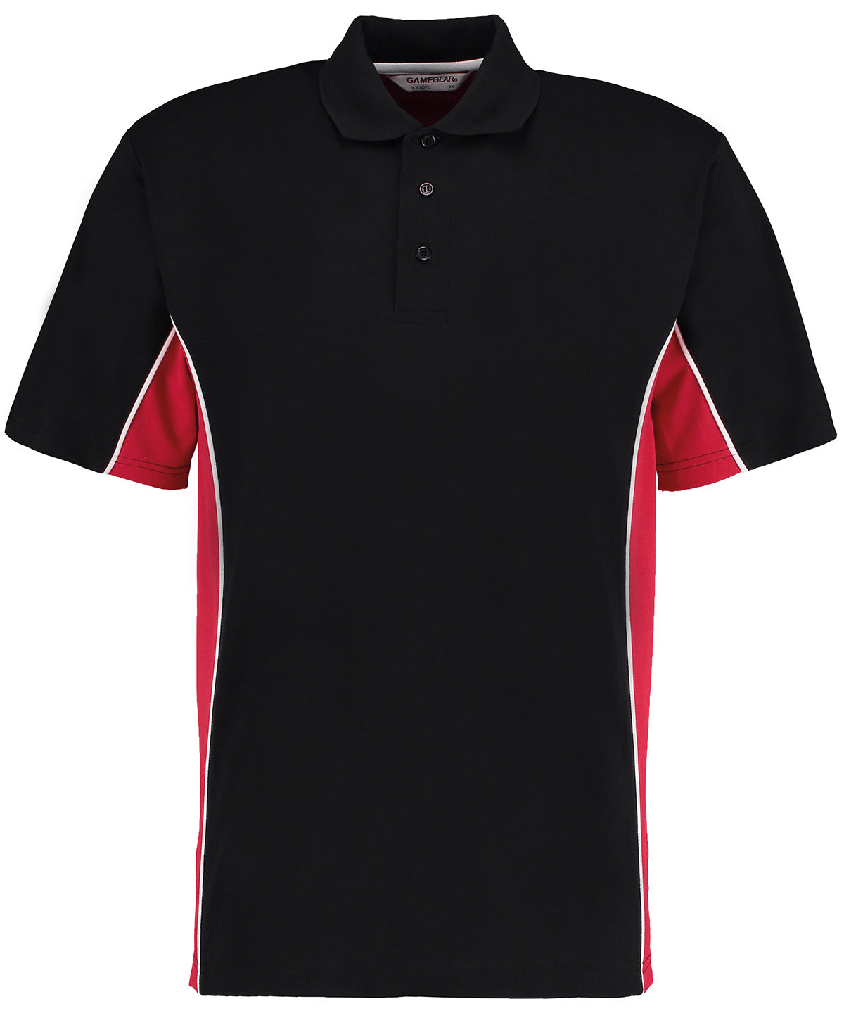 Mens Classic Track Polo - KK475 - Black Red White - Customisable Polo Shirts