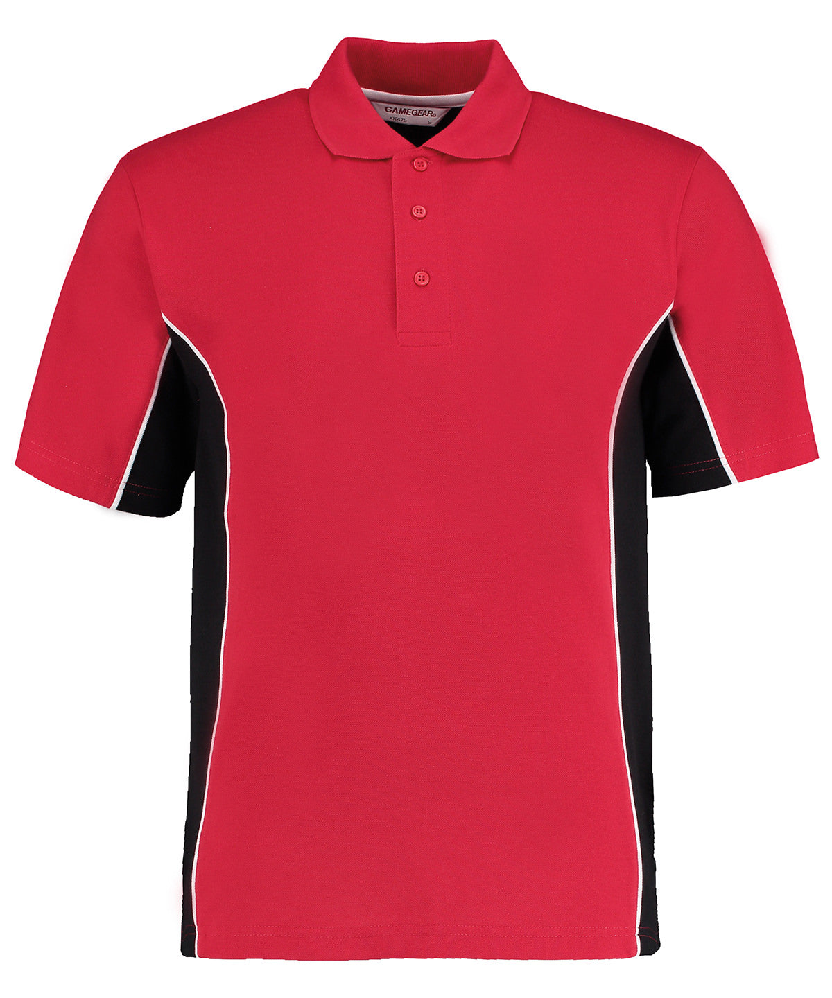 Mens Classic Track Polo - KK475 - Red Black White - Customisable Polo Shirts