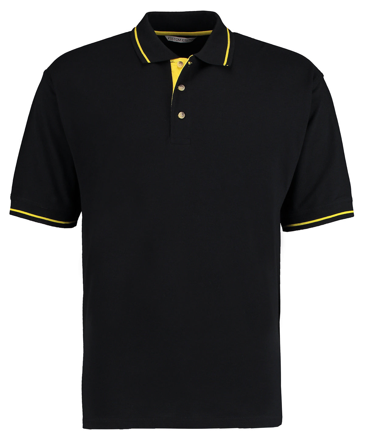 Mens Classic StMellion Polo - KK606 - Black Yellow - Customisable Polo Shirts