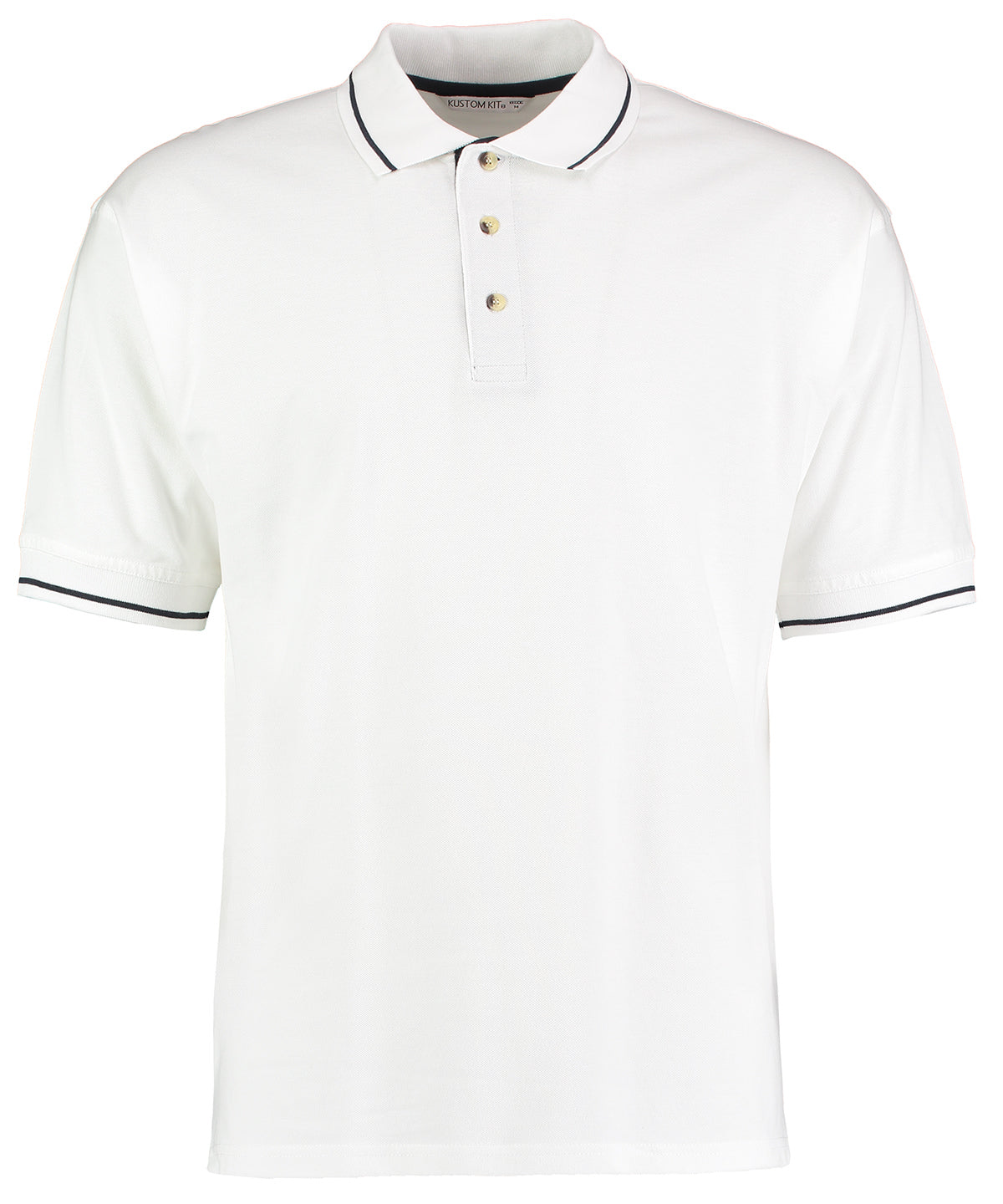 Mens Classic StMellion Polo - KK606 - White Navy - Customisable Polo Shirts