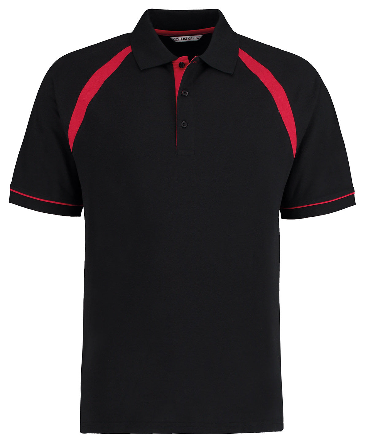 Men Classic Fit Oak Hill Polo - KK615 - Black Bright Red - Customisable Polo Shirts