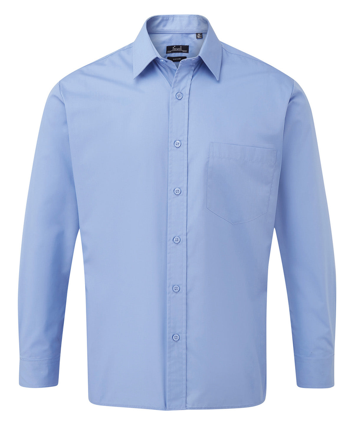 Long sleeve poplin shirt - PR200 - Mid Blue - Customisable Shirts