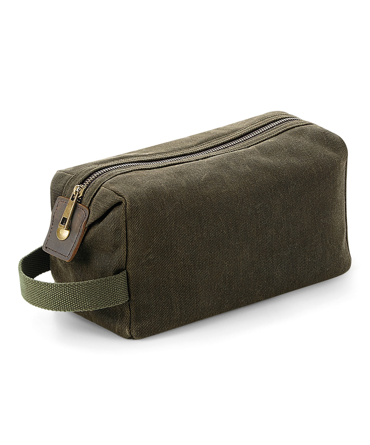 Heritage Waxed Canvas Wash Bag - QD651 - Olive Green O S - Customisable Bags