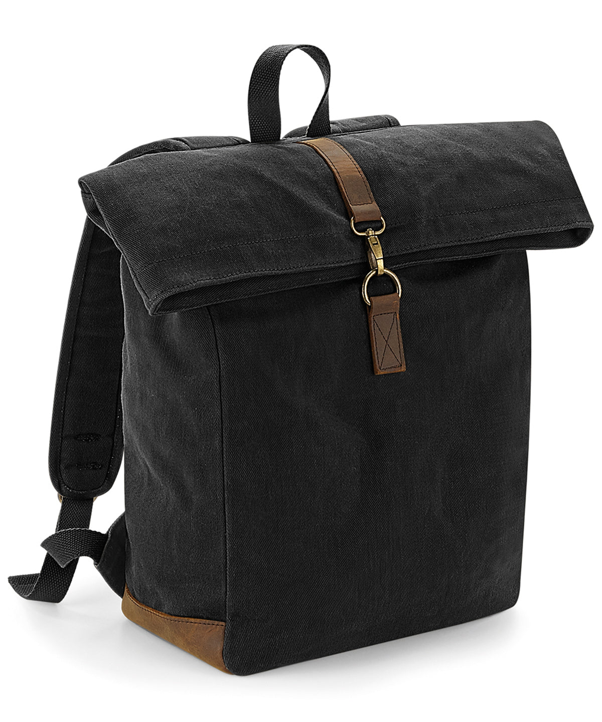 Heritage Waxed Canvas Backpack - QD655 - Black O S - Customisable Bags