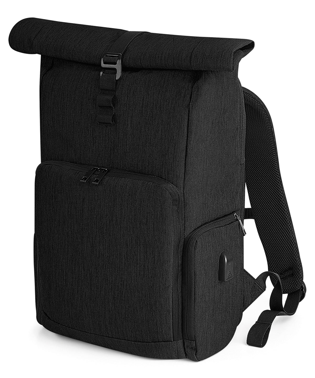 Q Tech Charge Roll Up Backpack - QD995 - Black O S - Customisable Bags
