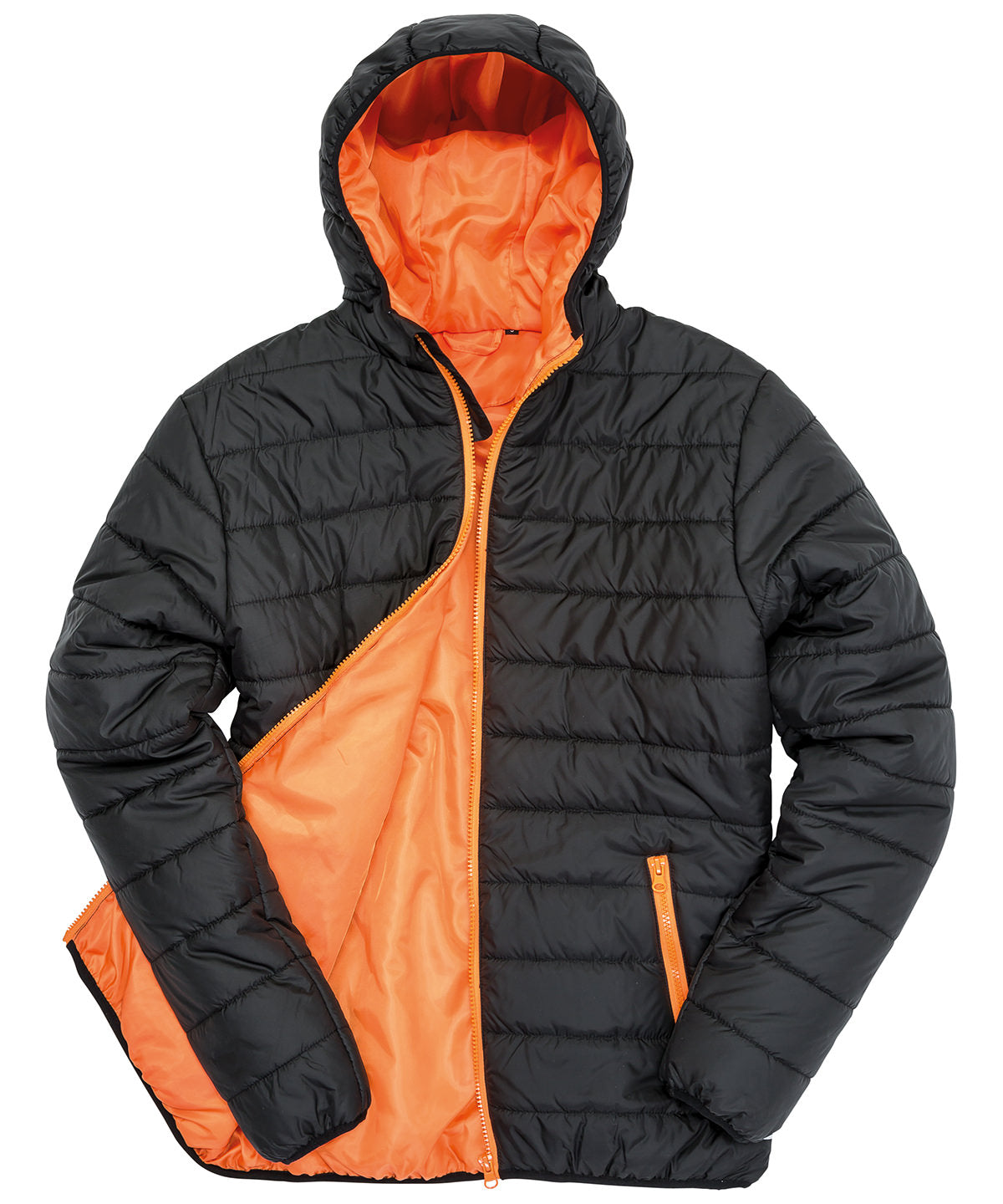 Mens Soft Padded Jacket - R233M - Black Orange - Customisable Jacket