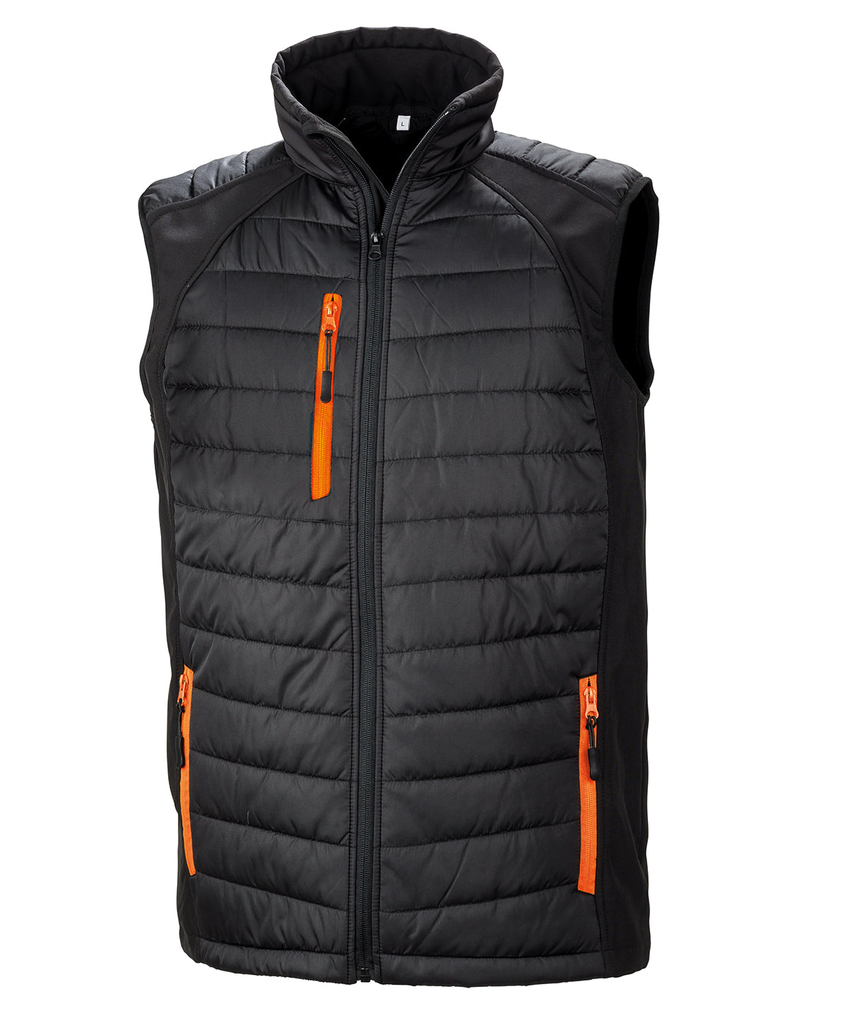 Result Black Compass Softshell Gilet - R238X - Black Orange - Customisable Bodywarmers