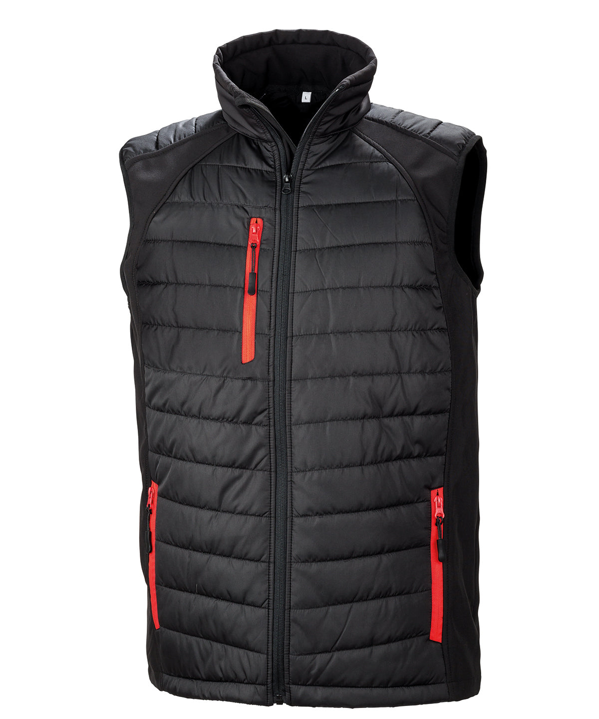 Result Black Compass Softshell Gilet - R238X - Black Red - Customisable Bodywarmers