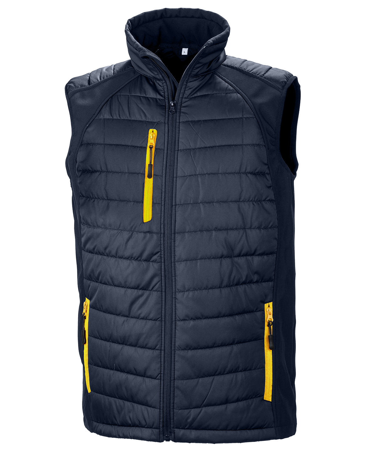 Result Black Compass Softshell Gilet - R238X - Navy Yellow - Customisable Bodywarmers