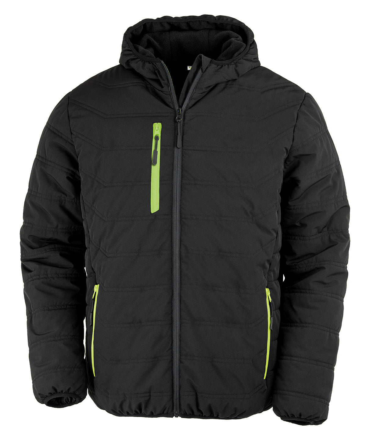 Result Black Compass Padded Winter Jacket - R240X - Black Lime Green - Customisable Jacket
