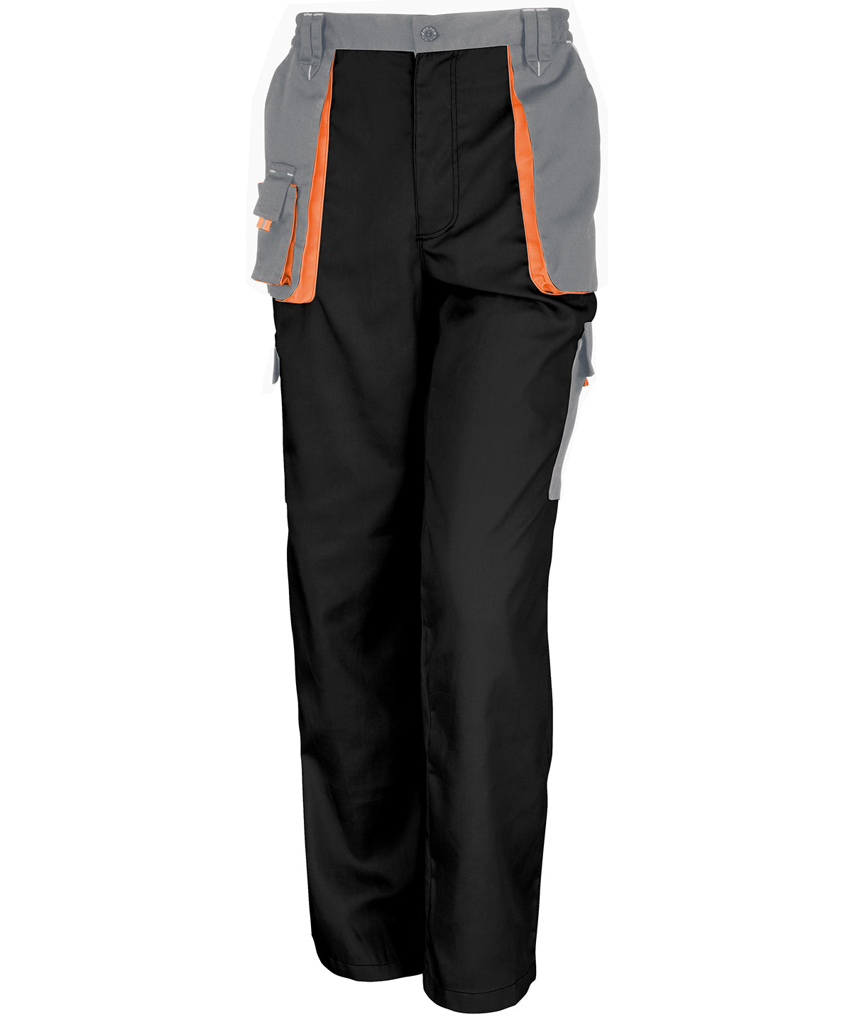 Result Workguard Lite Trousers - R318X - Black Grey Orange - Customisable Trousers