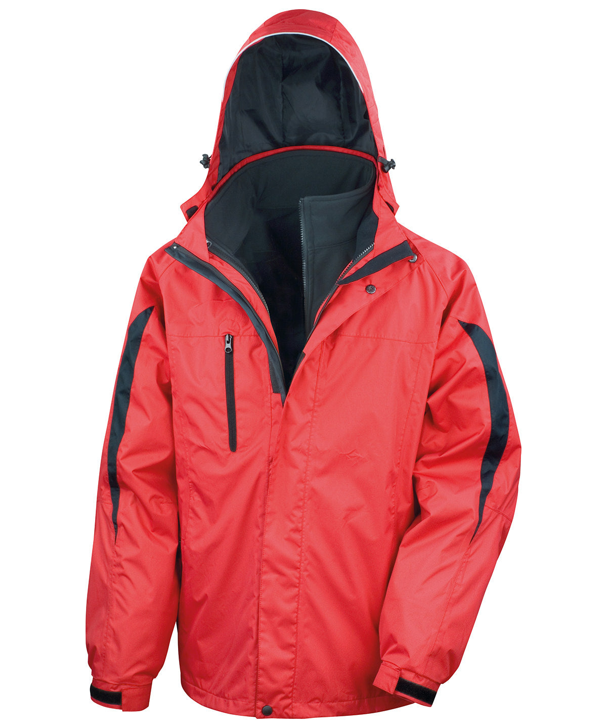 Mens 3 In 1 Journey Jacket - R400M - Red Black - Customisable Jacket