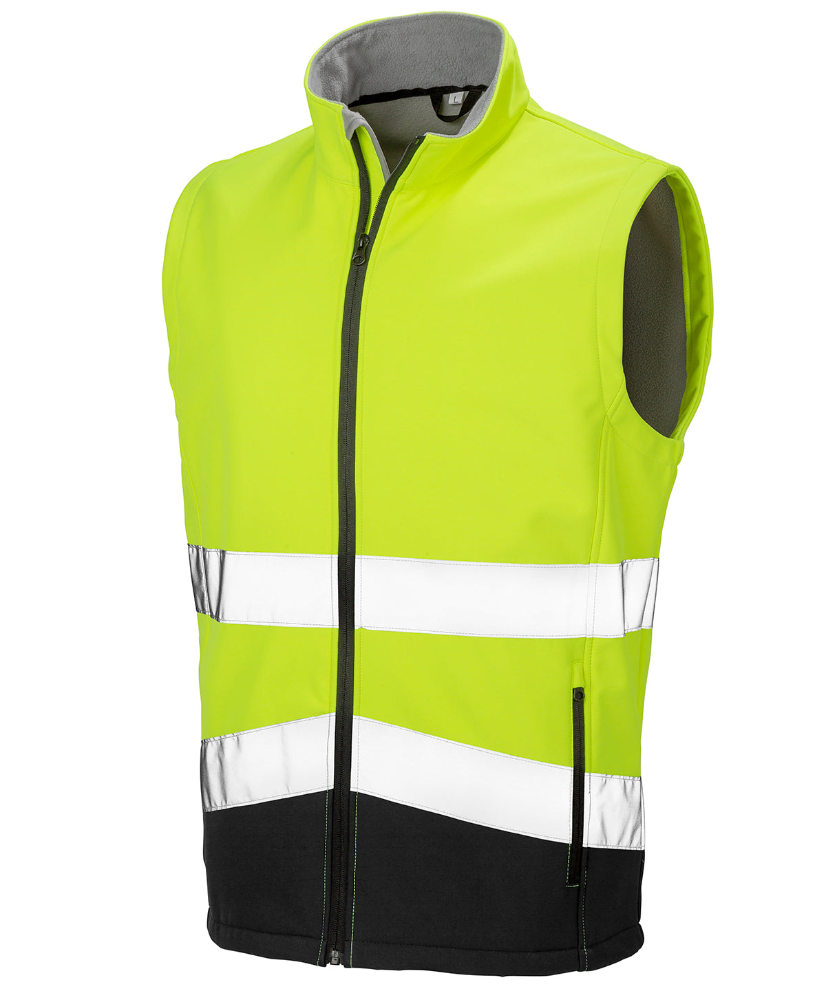 Safety Softshell Gilet - R451X - Fluorescent Yellow Black - Customisable Bodywarmers
