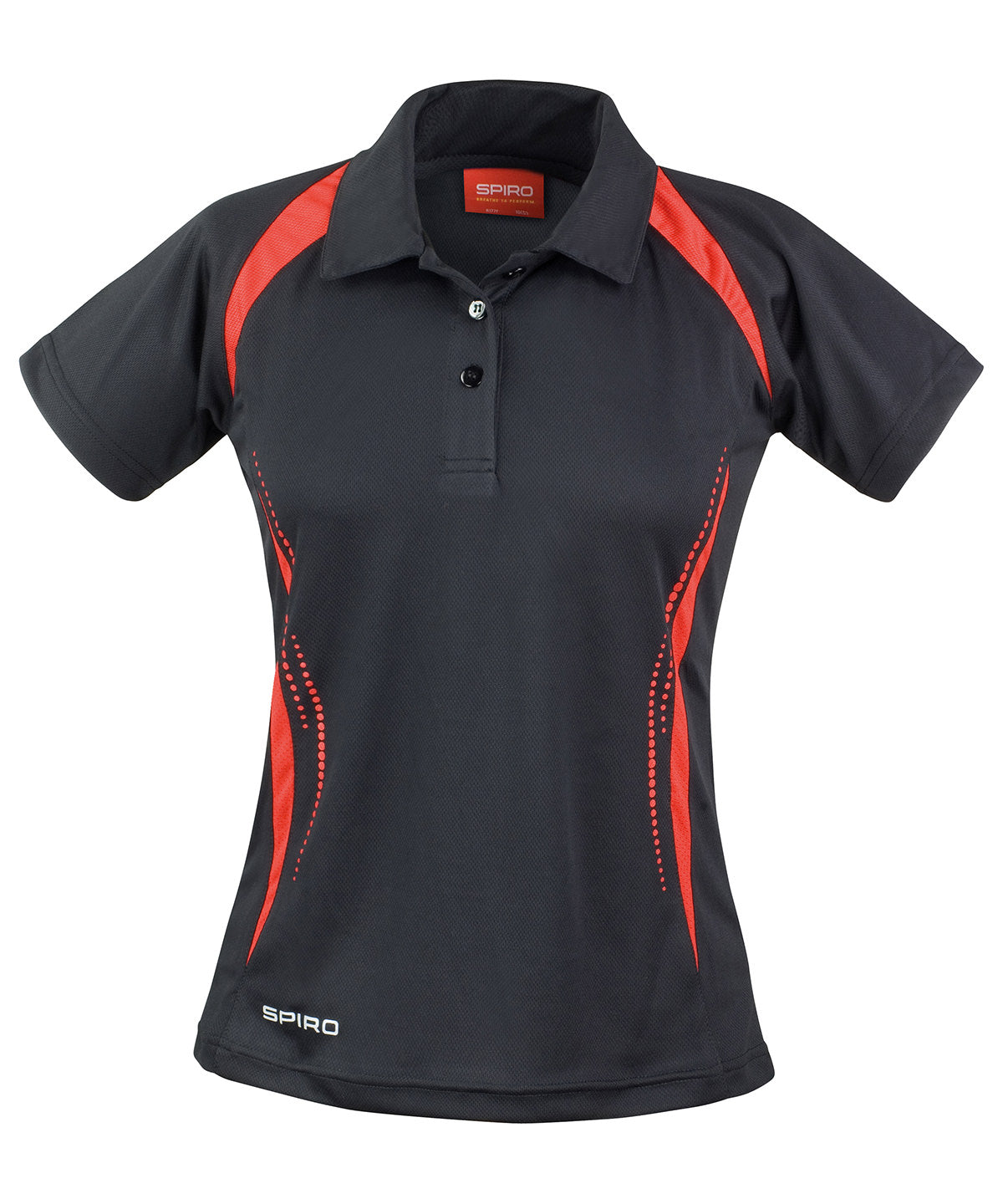 Ladies Team Spirit Polo Shirt - S177F - Black Red - Customisable Polo Shirts