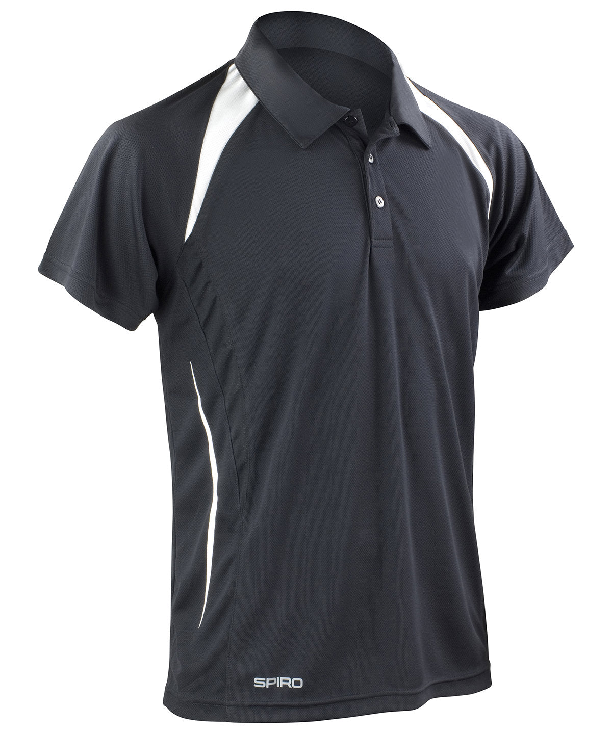 Mens Team Spirit Polo Shirt - S177M - Black White - Customisable Polo Shirts