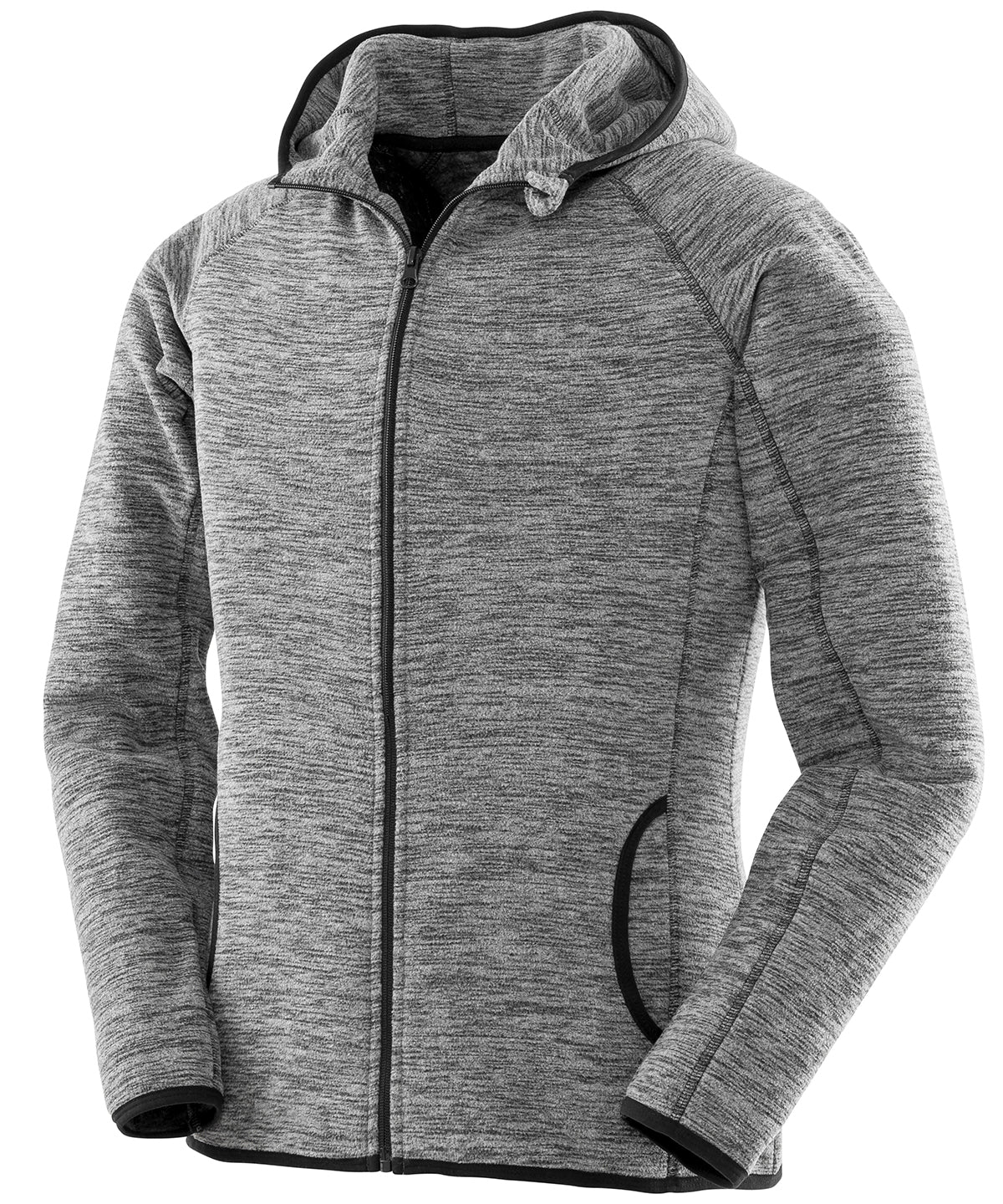 Womens Microfleece Hoodie - S245F - Grey Black - Customisable Hoodies