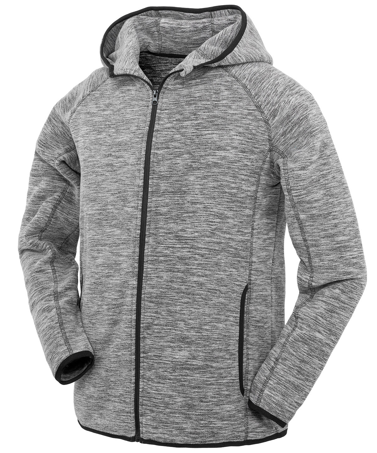 Mens Microfleece Hoodie - S245M - Grey Black - Customisable Hoodies
