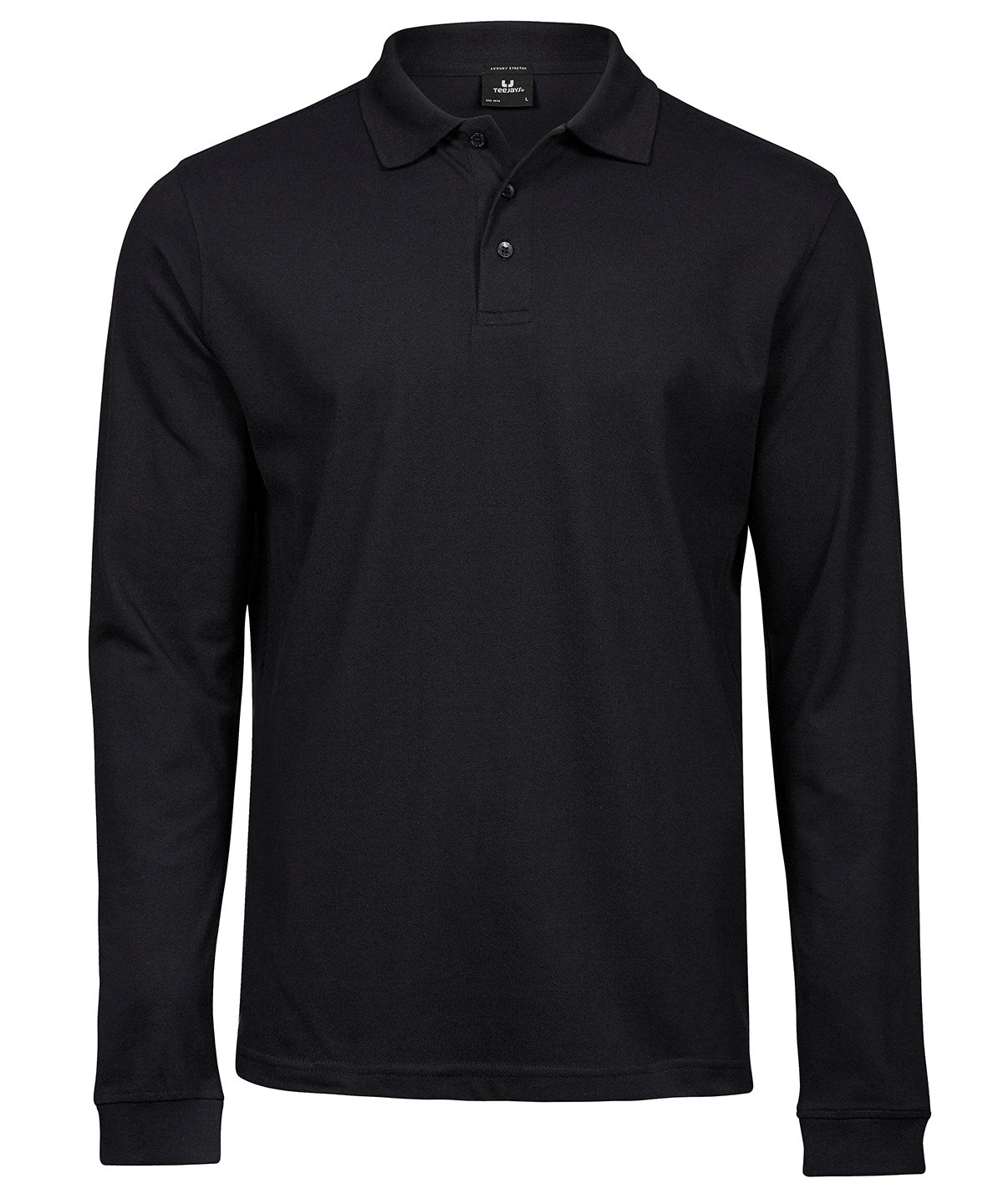 Mens Luxury L/S Stretch Polo - TJ1406 - Black - Customisable Polo Shirts