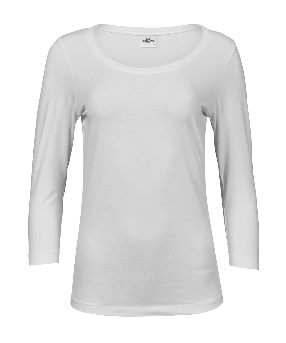 Ladies 3/4 Sleeve Stretch Tee - TJ460 - White - Customisable T-Shirt