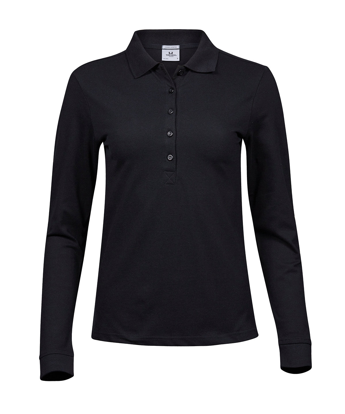 Ladies Luxury L/S Stretch Polo - TJ146 - Black - Customisable Polo Shirts