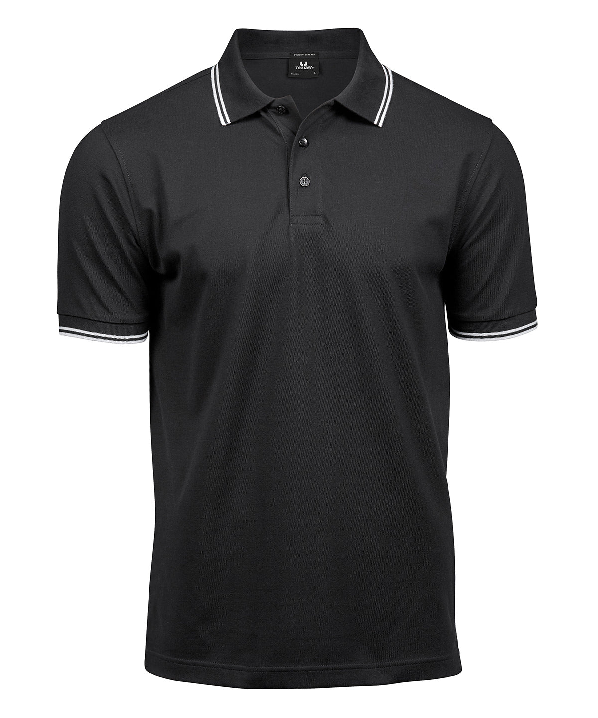 Mens Luxury Stripe Stretch Polo - TJ1407 - Black White - Customisable Polo Shirts