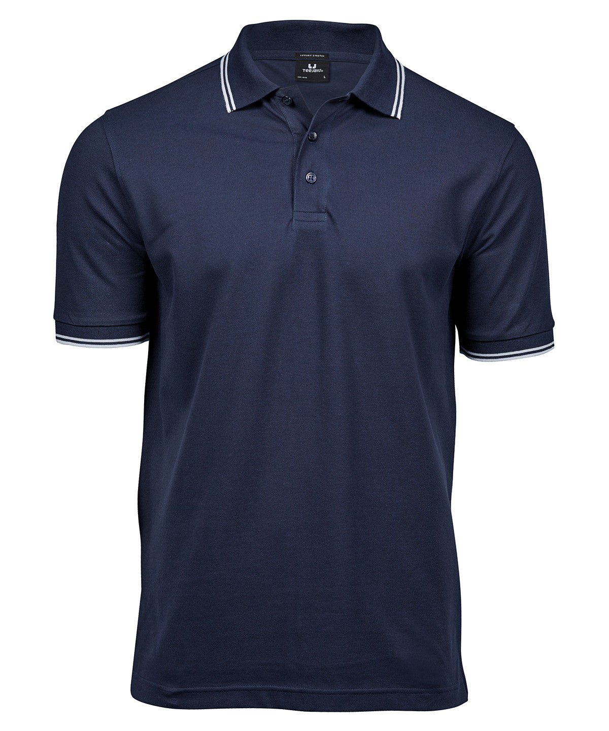 Mens Luxury Stripe Stretch Polo - TJ1407 - Navy White - Customisable Polo Shirts